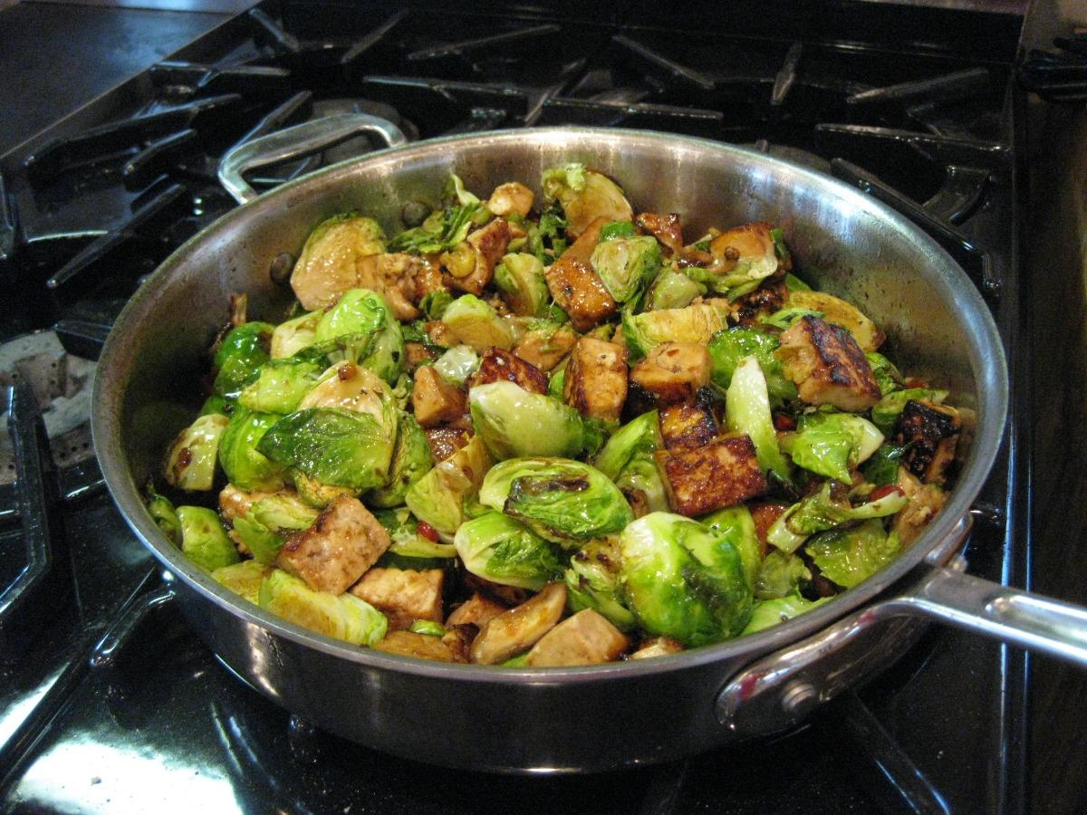 Roasted Brussel Sprouts and Tofu Healthy Recipe