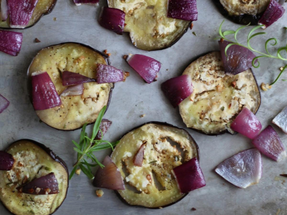 Roasted Eggplant with Red Onion Healthy Recipe