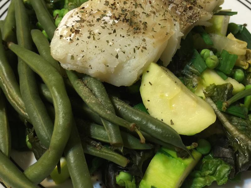 Roasted Pacific Cod with Spring Vegetables and Mint Healthy Recipe