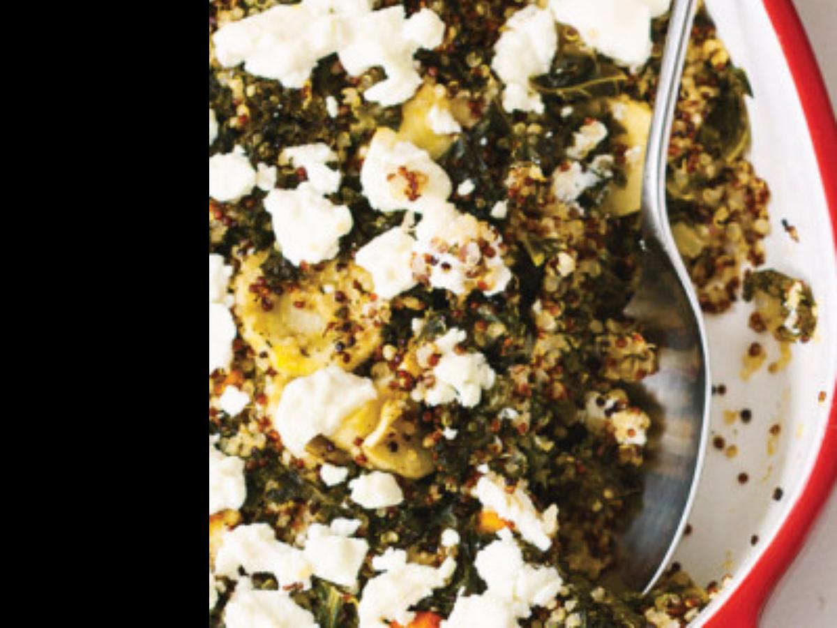 Root Veggie-Baked Quinoa with Kale & Goat Cheese Healthy Recipe