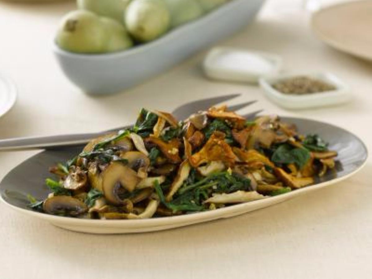 Sautéed Spinach with Mushrooms Healthy Recipe