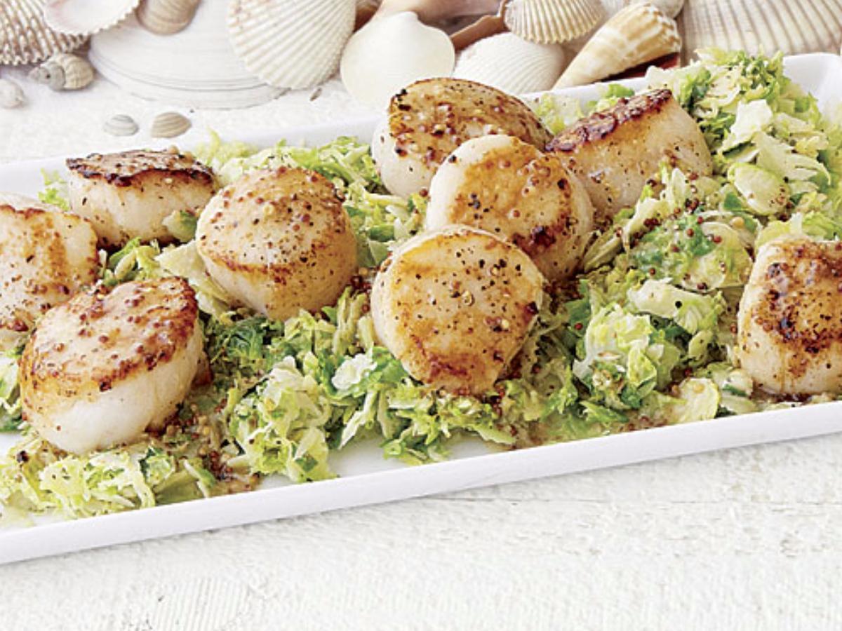 Scallops with Brussels Sprouts and Mustard Sauce Healthy Recipe