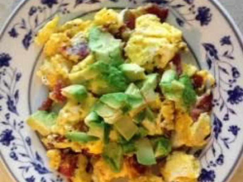 Scrambled Eggs with Bacon and Avocado Healthy Recipe