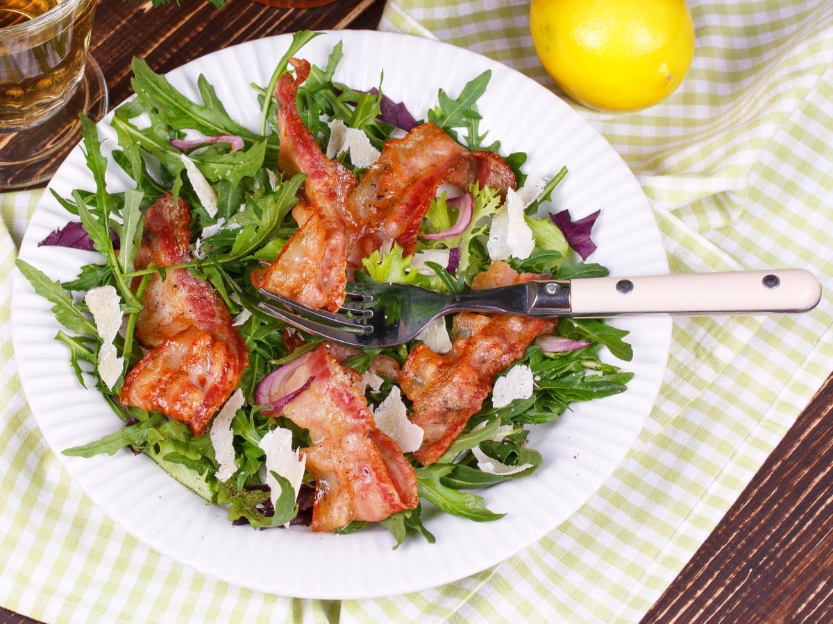 Simple Arugula and Bacon Bits Salad Healthy Recipe