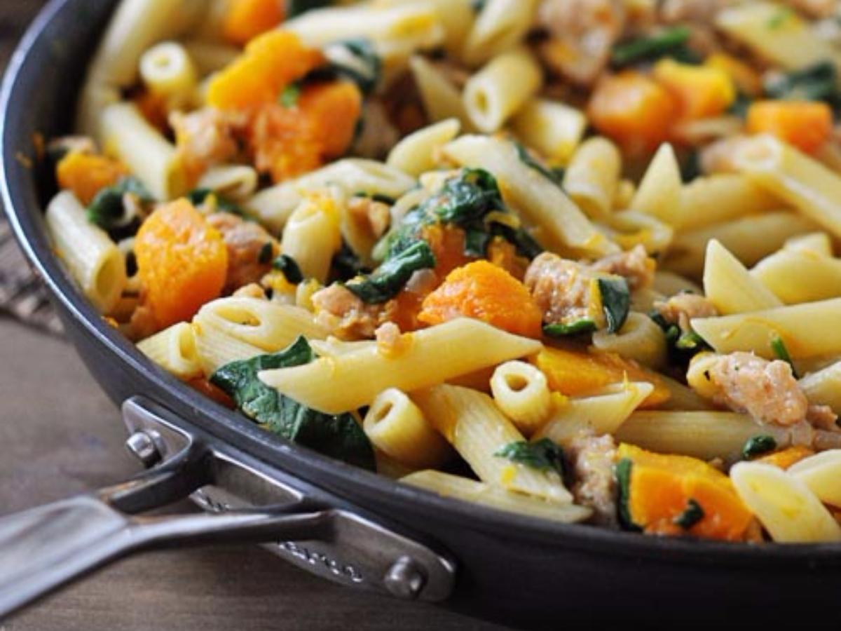 Skillet Butternut Squash, Sausage, and Penne  Healthy Recipe
