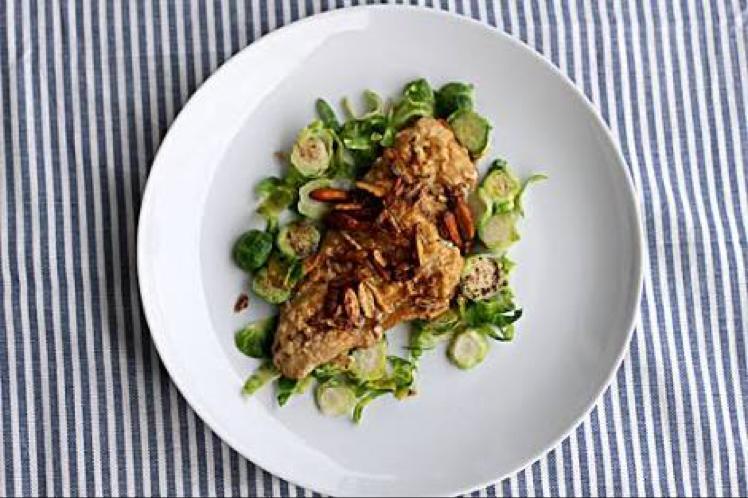 Sole Amandine with Shredded Brussels Sprouts Healthy Recipe