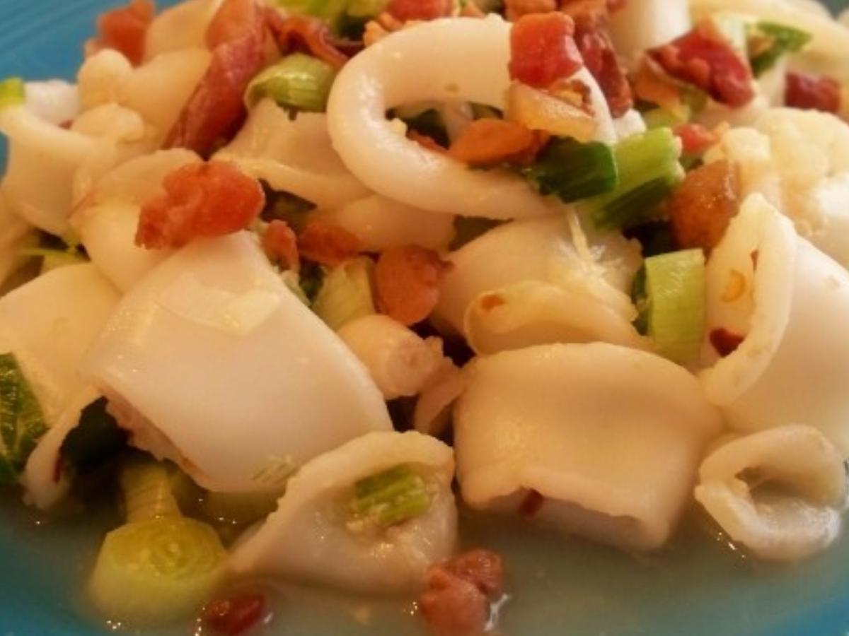 Spicy Calamari with Bacon and Scallions Healthy Recipe