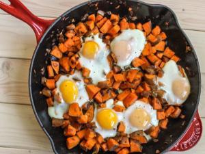 Spicy Sweet Potato Hash and Eggs Healthy Recipe