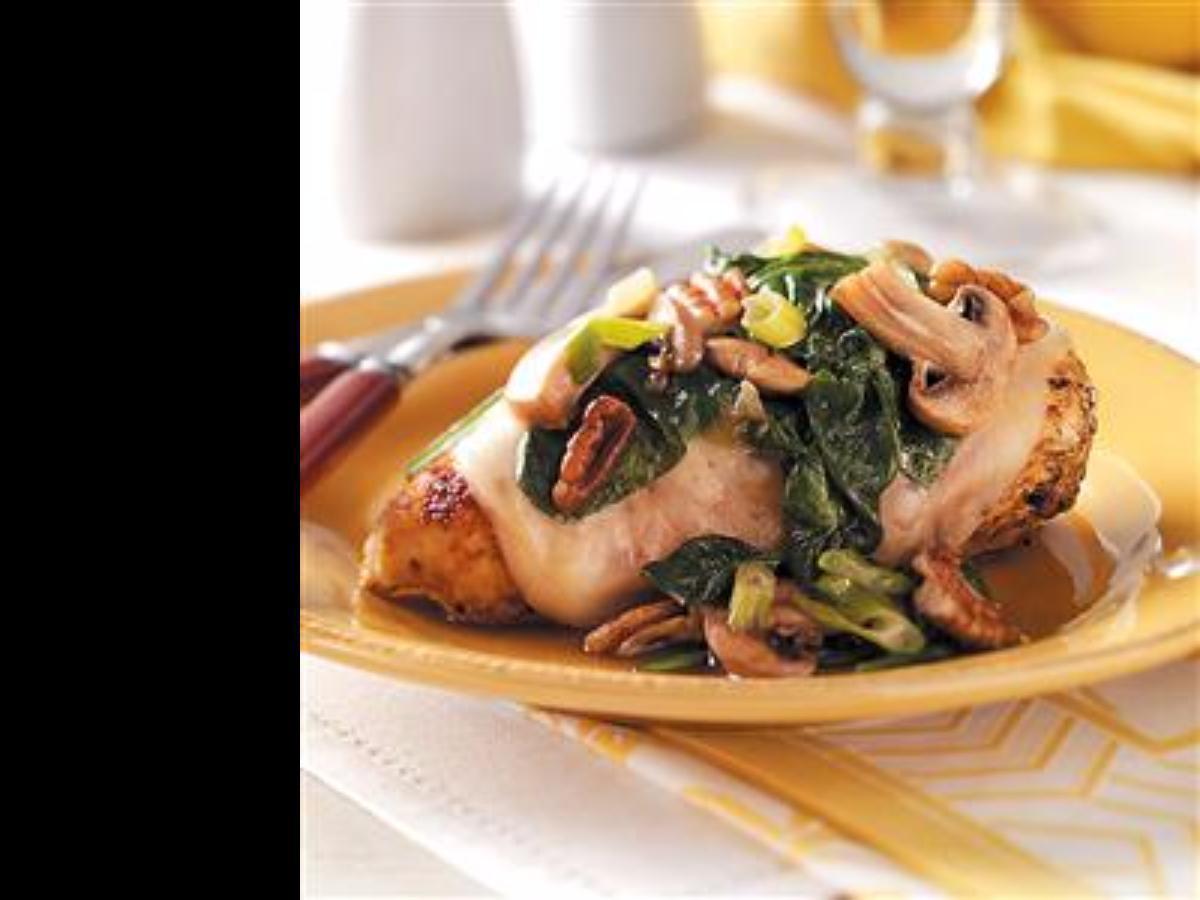 Spinach and Mushroom Smothered Grilled Chicken Healthy Recipe