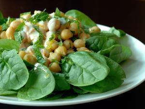 Spinach & Chickpea Salad with Lemon Fig Dressing Healthy Recipe