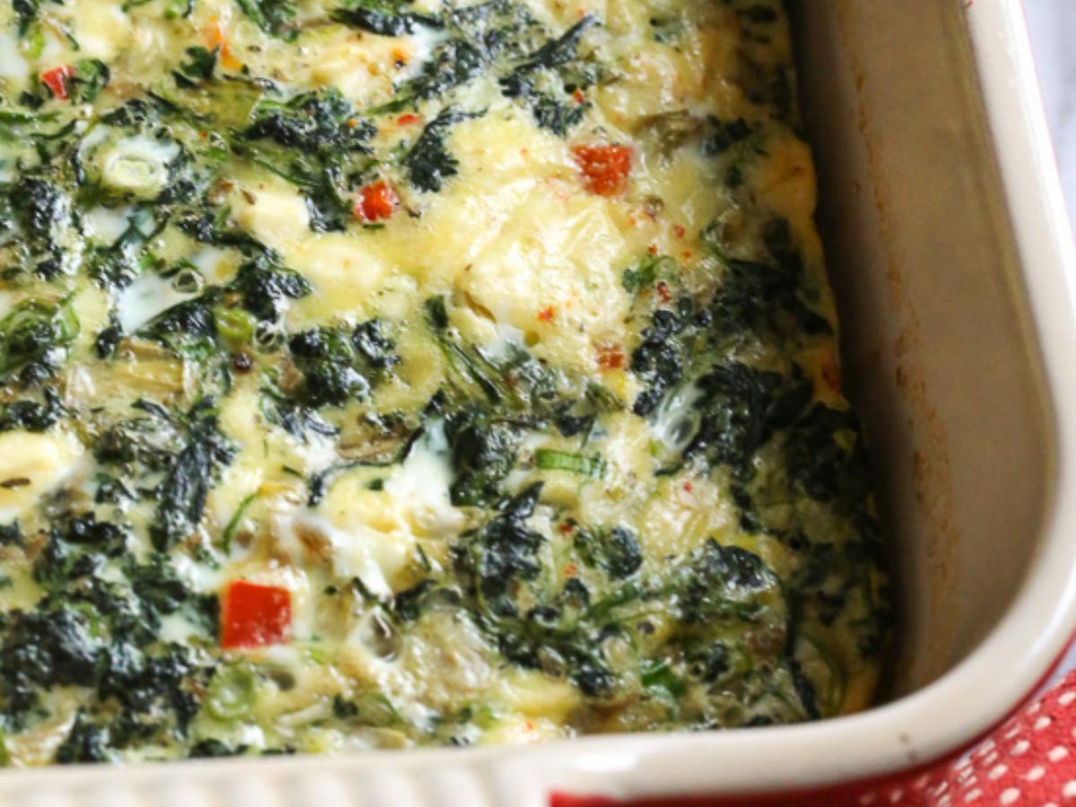Spinach, Feta, and Artichoke Breakfast Bake Healthy Recipe