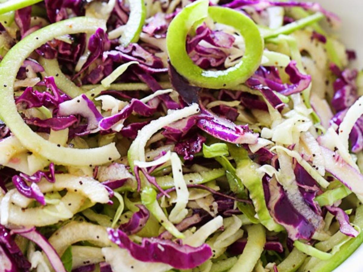 Spiralized Apple and Cabbage Slaw Healthy Recipe