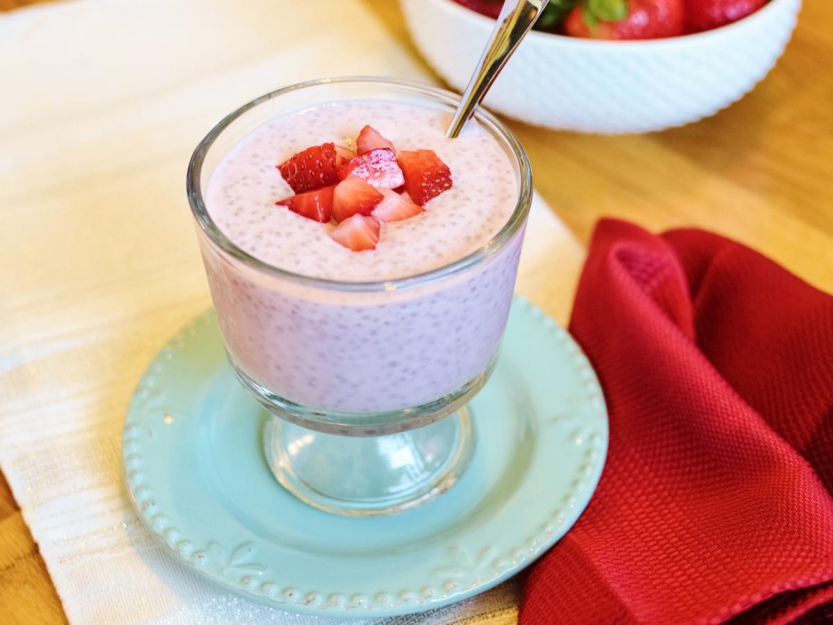 Strawberry Cheesecake Chia Seed Pudding Healthy Recipe