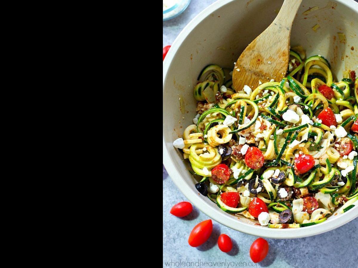 Sundried Tomato Mediterranean Zucchini Noodle Salad Healthy Recipe