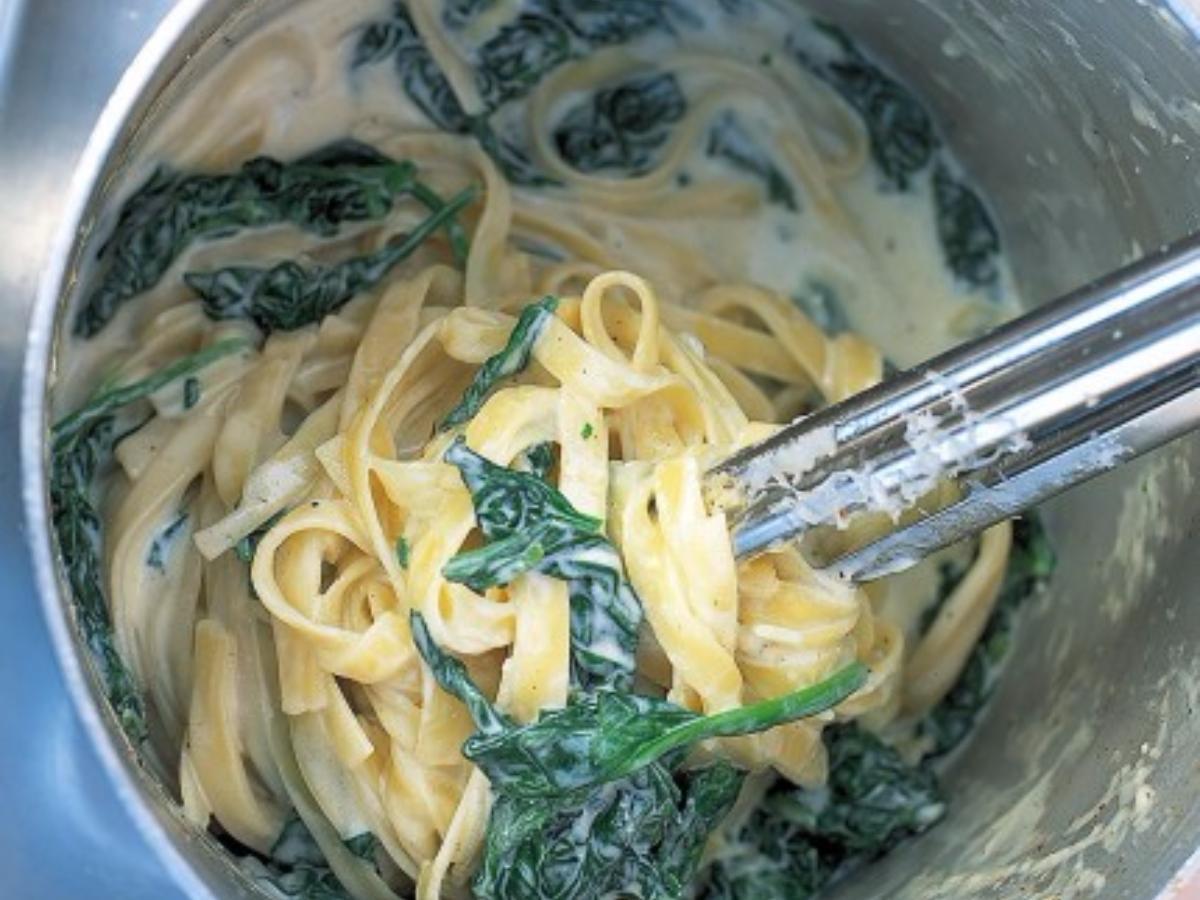 Tagliatelle with Spinach, Mascarpone, and Parmesan Healthy Recipe