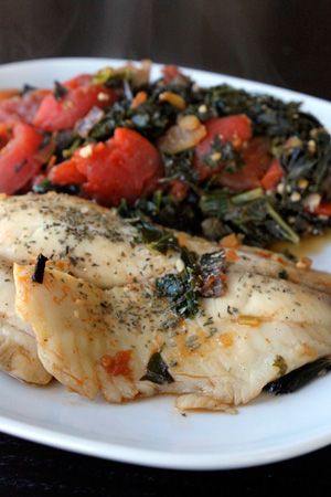 Tilapia with Kale and Tomato Healthy Recipe