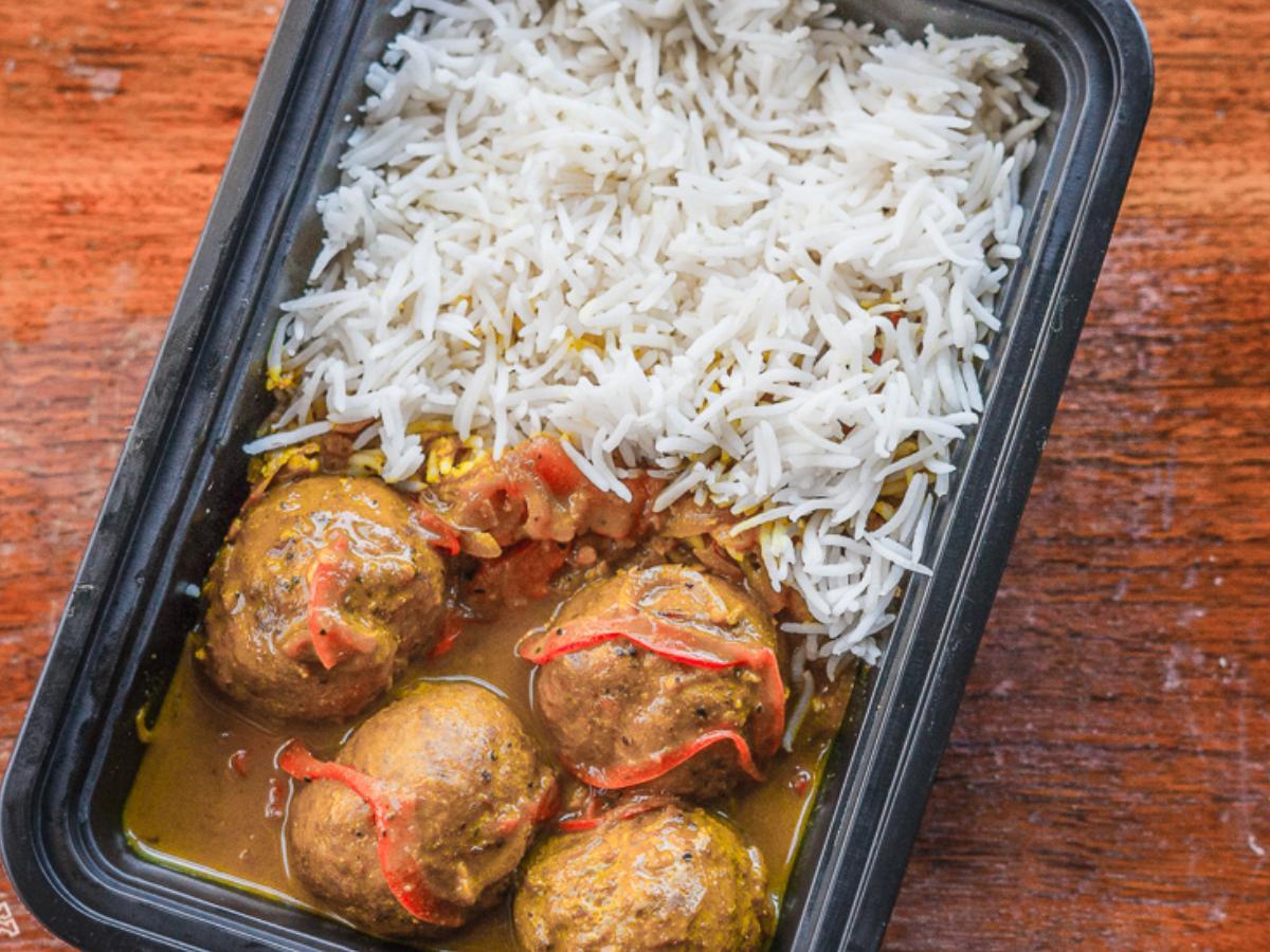 Turkey Meatballs in Coconut Curry Sauce and Basmati Rice Healthy Recipe