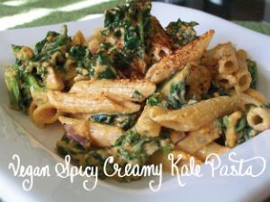 Vegan Spicy Creamy Kale Pasta Healthy Recipe