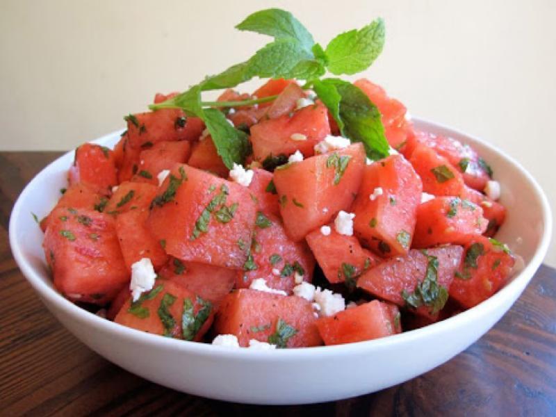 Watermelon, Feta, & Mint Salad Healthy Recipe