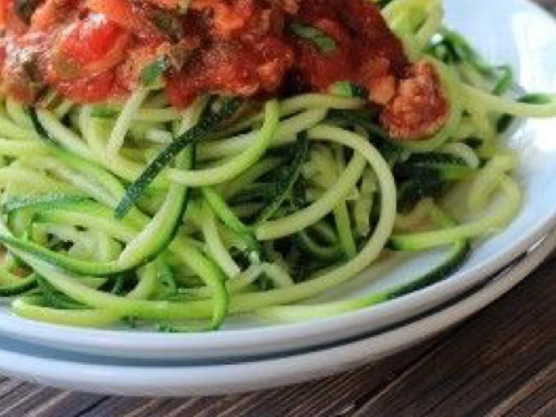 Zucchini Noodles  with Meat and Mushroom Tomato Sauce  Healthy Recipe